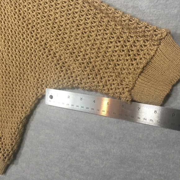 Faded Glory Large Tan Dolman 3/4 Sleeve Open Cardigan Tapered Hem Open Knit - Picture 7 of 12